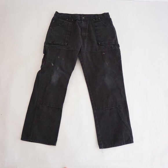Dickies Black Heavyweight Cotton Double Knee Painter Carpenter Pants Size 38X30 - Picture 1 of 13